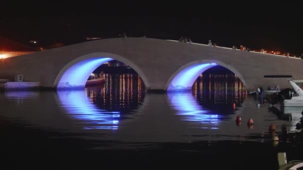 Pag Kroatien August 2020 Sommerstemning Broen Ved Havnefronten Turistsæsonen – Stock-video