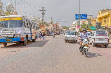 PUSHKAR, INDIA - MARCH 3 2018: Colorful scene of beautiful people on the street of the Holy City.