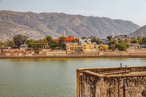 Pushkar India Марта 2018 Года Прекрасный Вид Террасы Дома Озеро — стоковое фото