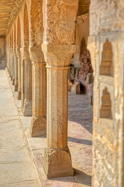 Pillars Corridor Giant Ancient Chand Baori Stepwell Historical Village Abhaneri — Stock Photo, Image