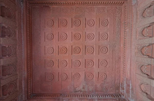 Fatehpur Sikri Inde Mars 2018 Plafond Salle Temple Aux Vestiges — Photo