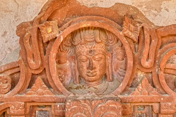 Beeldhouwwerk Detail Muur Van Gang Rond Reusachtige Ancient Chand Baori — Stockfoto