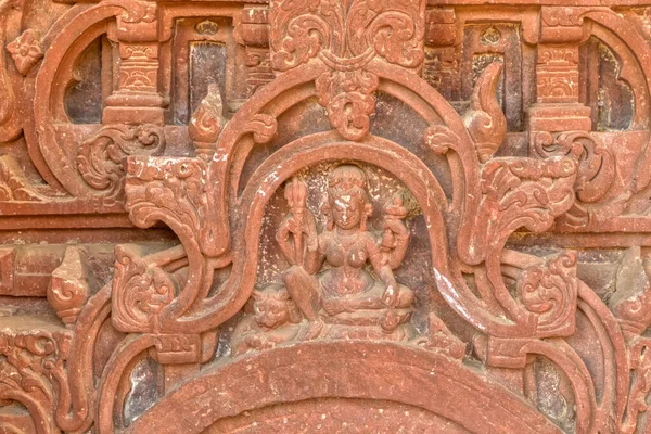 Sochařská Plastika Detail Zdi Chodby Kolem Obří Starověké Chand Baori — Stock fotografie