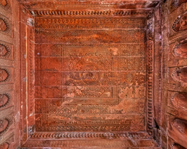 Fatehpur Sikri Inde Mars 2018 Plafond Salle Temple Aux Vestiges — Photo
