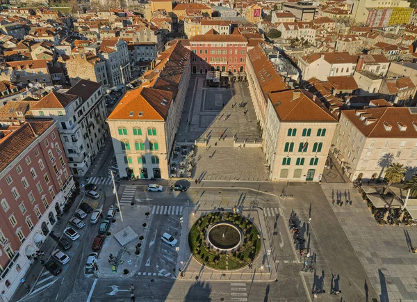 Bölüm Croatia Ocak 2022 Eski Tarihi Şehrin Hava Panoramik Manzarası — Stok fotoğraf