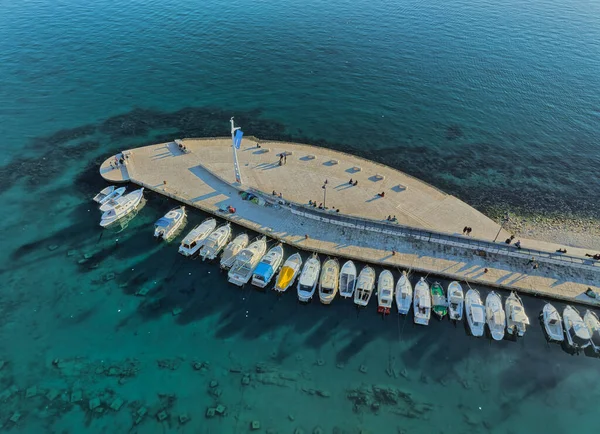 Bölüm Croatia Ocak 2022 Şehirdeki Eski Limanın Havadan Panoramik Görüntüsü — Stok fotoğraf