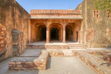 Panch Mahal 'in Fatehpur Sikri' deki tarihi kalıntıları, Uttar Pradesh Hindistan.