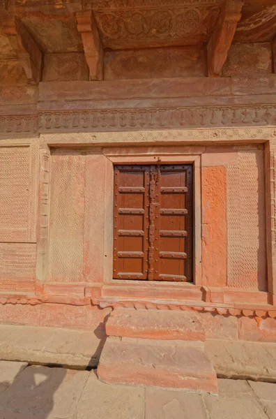 Drewniane Drzwi Historycznych Pozostałości Panch Mahal Fatehpur Sikri Uttar Pradesh — Zdjęcie stockowe