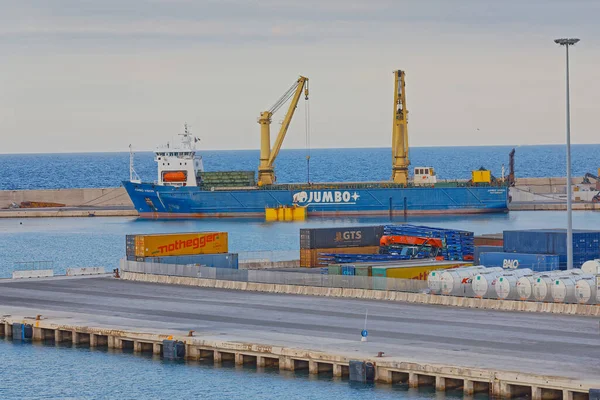 Bari Itália Setembro 2019 Reconstrução Quebra Mar Porto Contêiner — Fotografia de Stock