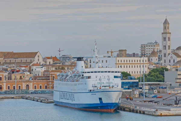 Bari Italy September 2019 Anchored Ferry Jadrolinija City Port Cloudy — Stock Photo, Image