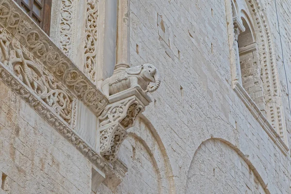 意大利 2019年9月26日市中心圣萨比诺大教堂墙上的大象雕塑 — 图库照片