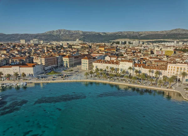 Split Croacia Enero 2022 Vista Panorámica Aérea Antigua Ciudad Histórica —  Fotos de Stock