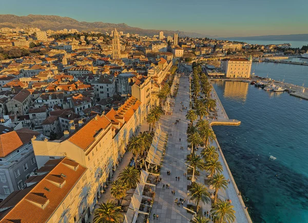 Split Croatia January 2022 Aerial Panoramic View Old Historic City — 图库照片