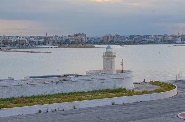 Old Stone Lighthouse Bari City Port Italy — Stock Photo, Image