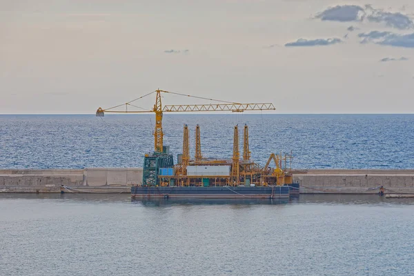 Bari Italië September 2019 Reconstructie Van Golfbreker Containerhaven — Stockfoto