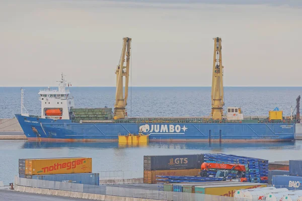 Bari Italia Septiembre 2019 Reconstrucción Del Rompeolas Puerto Contenedores — Foto de Stock