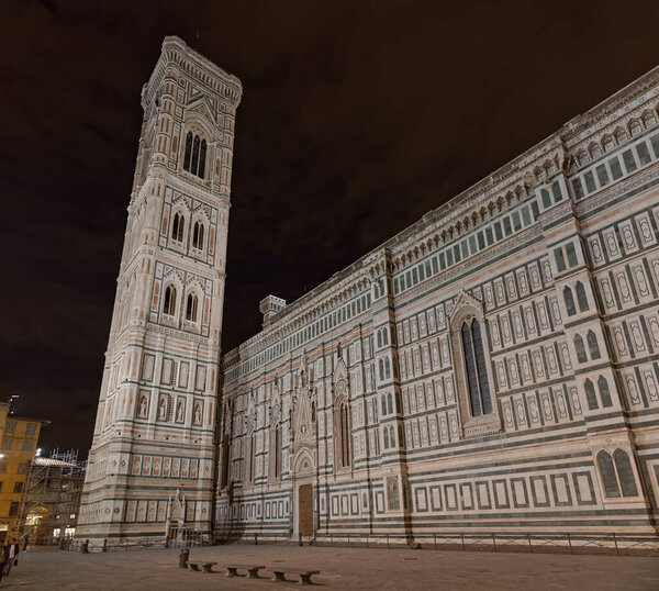 FLORENCE, ITALY - September 24, 2019 Duomo Cathedral of Santa Maria del Fiore by night.