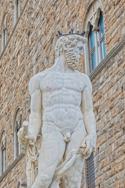 Florence Italy September 2019 Fountain Neptune Piazza Della Signoria Front — стоковое фото