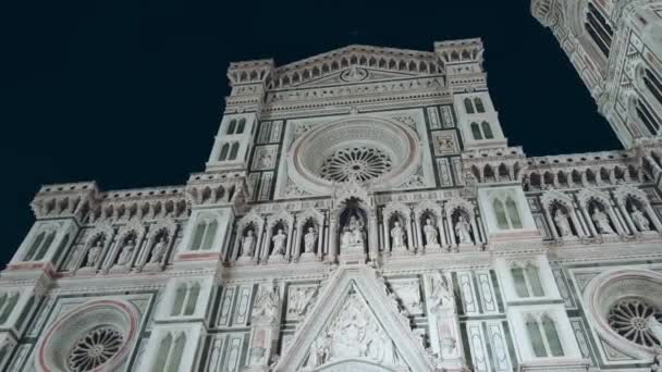 Duomo Santa Maria Del Fiore Firenze Notte Panning Destra — Video Stock