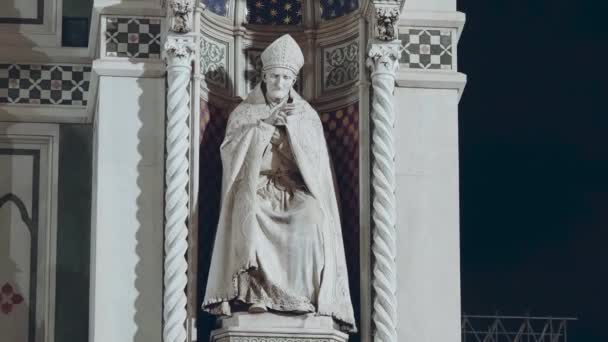Socha Duomo Katedrále Santa Maria Del Fiore Florencii Noci Oddálení — Stock video