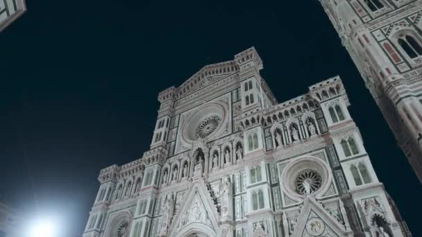 Katedra Santa Maria Del Fiore Florencji Włochy Nocą — Wideo stockowe