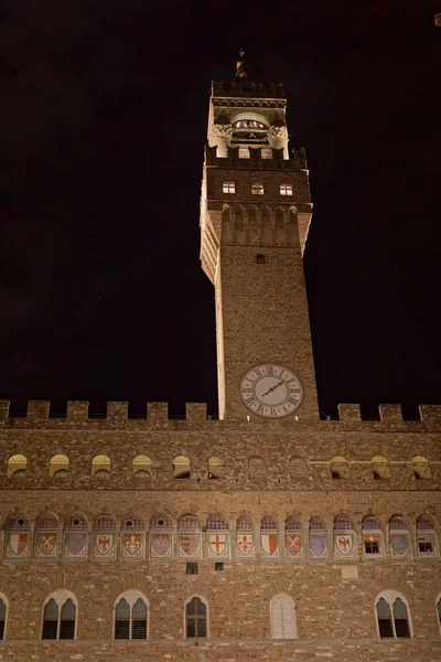 Mairie Palazzo Vecchio Sur Piazza Della Signoria Florence Italie Nuit — Photo