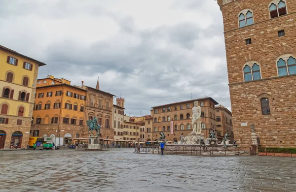 Florence Italy September 2019 Neptuns Kilde Piazza Della Signoria Foran – stockfoto