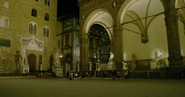 Florencia Italia Septiembre 2019 Personas Que Pasan Frente Palazzo Vecchio — Vídeo de stock