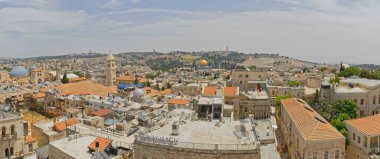 JERUSALEM, ISRAEL - 18 Mayıs 2016: Eski şehir panoramik görünümü.
