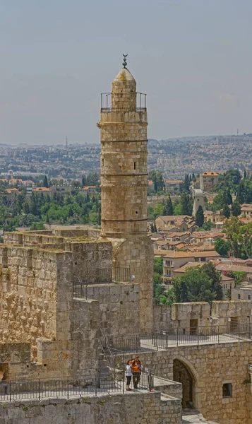Jeruzalém Israel Května 2016 Osmanský Minaret Davidově Věži Nové Město — Stock fotografie