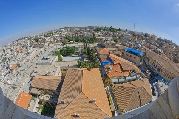 Jerusalem Israel May 2016 Fisheye Lens Shot Panoramic View Old — Stock Photo, Image