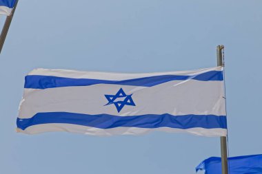 Kudüs 'teki Batı duvarı bayrakları Eski Şehir, İsrail.