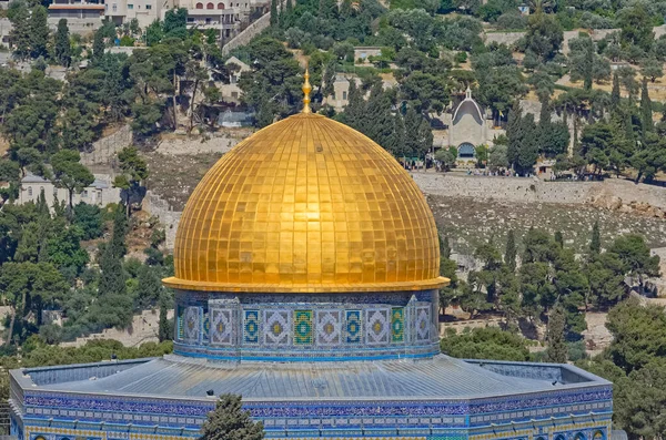 Cupola Oro Della Roccia Una Giornata Sole Gerusalemme Israele — Foto Stock