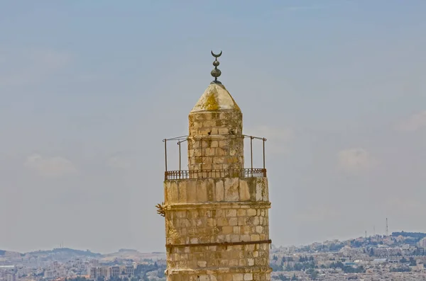 Szczyt Minaretu Osmańskiego Tower David Położony Pobliżu Wejścia Bramy Jaffa — Zdjęcie stockowe