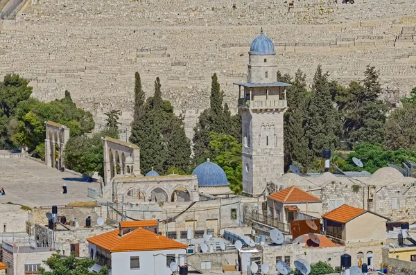 Aqsa Moskee Met Daken Van Oude Stad Jeruzalem Israël — Stockfoto