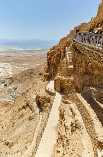 Masada Israel Května 2016 Turisté Navštíví Zříceniny Masady Starobylé Pevnosti — Stock fotografie