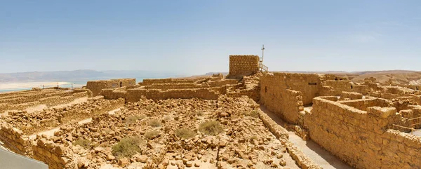 Masada Israel Maj 2016 Panoramiczny Widok Ruiny Masady Starożytna Twierdza — Zdjęcie stockowe