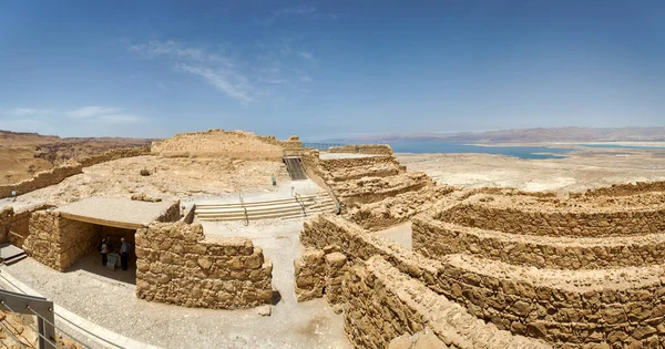 Масада Ізраїль Травня 2016 Туристи Які Відвідують Руїни Стародавньої Фортеці — стокове фото