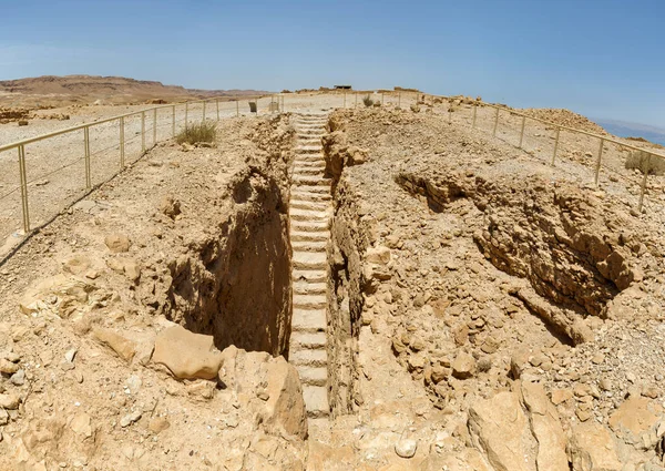 Masada Israel Мая 2016 Года Крутая Лестница Руинах Древней Крепости — стоковое фото