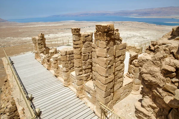 Masada Israel Maio 2016 Ruínas Palácio Masada Antiga Fortaleza Sul — Fotografia de Stock