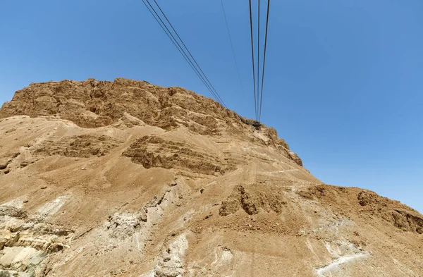 Туристы Посетившие Руины Масады Фуникулере Пустыне Израиля — стоковое фото