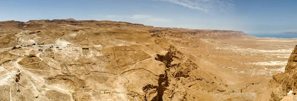 Pemandangan Laut Mati Pemandangan Dari Jalan Hiking Reruntuhan Masada Israel — Stok Foto