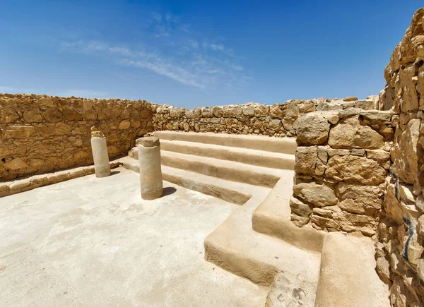 Sinagoga Masada Ruínas Antiga Fortaleza Sul Deserto Judeia — Fotografia de Stock
