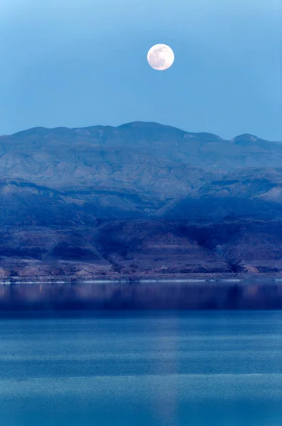 Лунный Свет Мертвом Море Южной Израильской Пустыне — стоковое фото