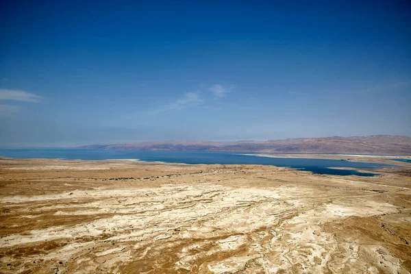 Srail Güneyindeki Masada Harabelerinin Yürüyüş Yolundan Ölü Deniz Manzarası — Stok fotoğraf