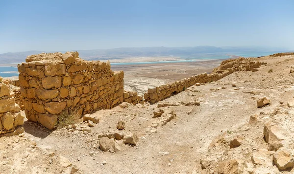 Punto Observación Oriental Parte Las Ruinas Masada Antigua Fortaleza Desierto — Foto de Stock