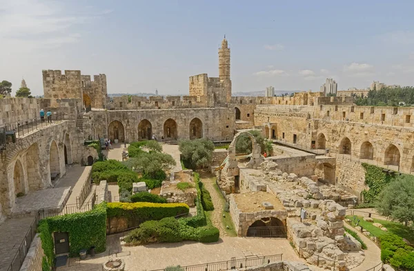 Jerusalem Israel Maio 2016 Vista Dos Achados Arqueológicos Pátio Minarete — Fotografia de Stock