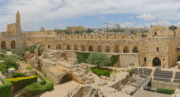 Jerusalem Israel Maj 2016 Panoramiczny Widok Wieżę Muru Zachodniego Dawida — Zdjęcie stockowe