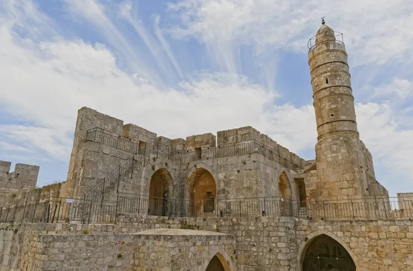 Jerusalem Israel Maio 2016 Minarete Otomano Torre David Nova Cidade — Fotografia de Stock