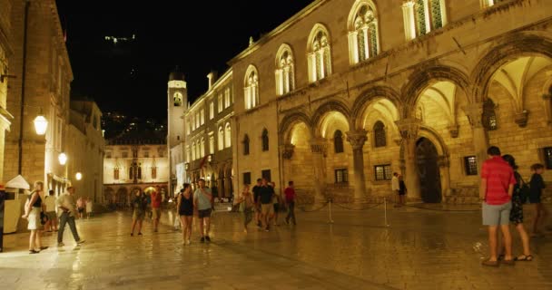 Dubrovnik Chorvatsko Srpna 2019 Letní Turistický Dav Kolem Paláce Rektorů — Stock video